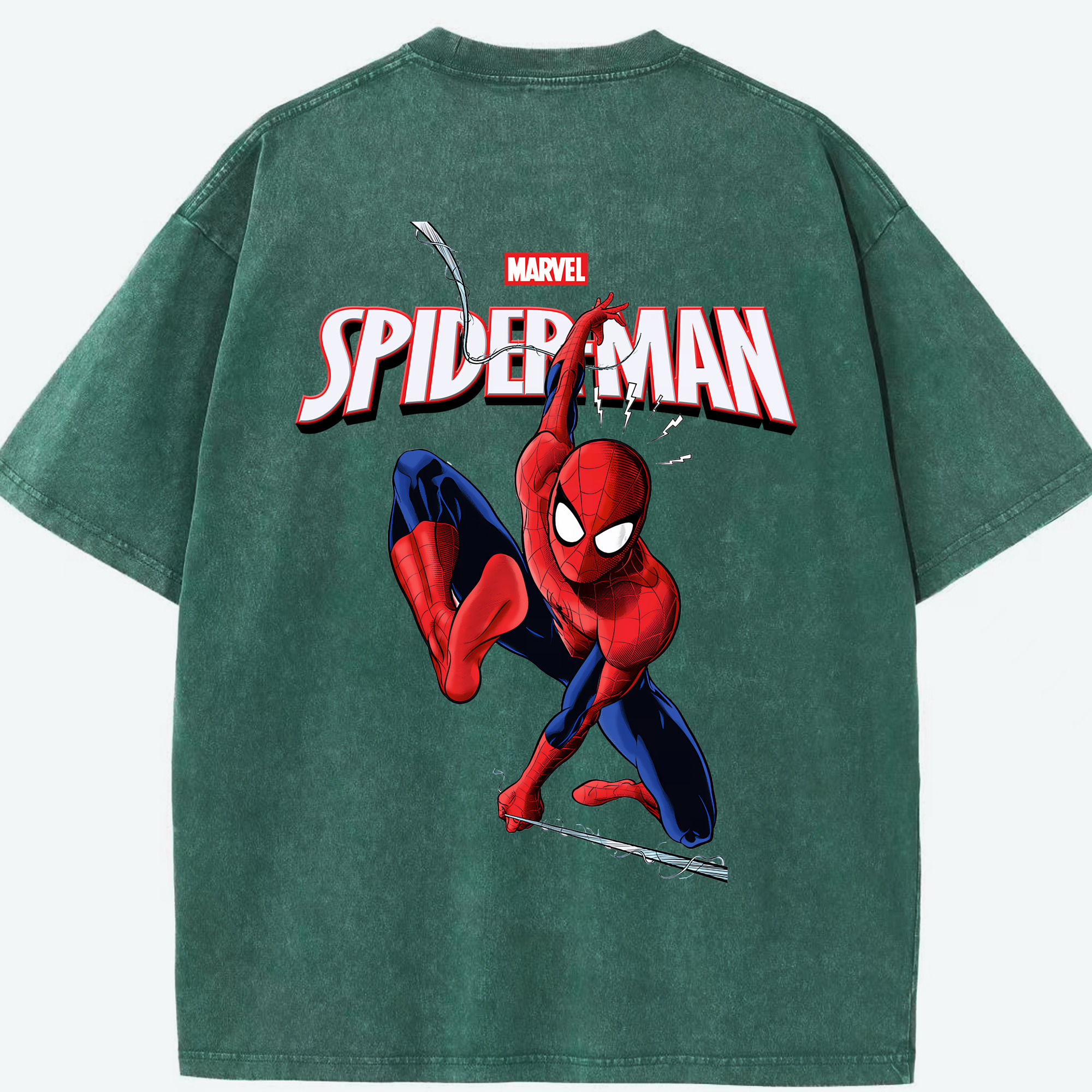 （画像用） Spider Man スパイダーマン 綿100% ヴィンテージ風 半袖Tシャツ（背面プリント）